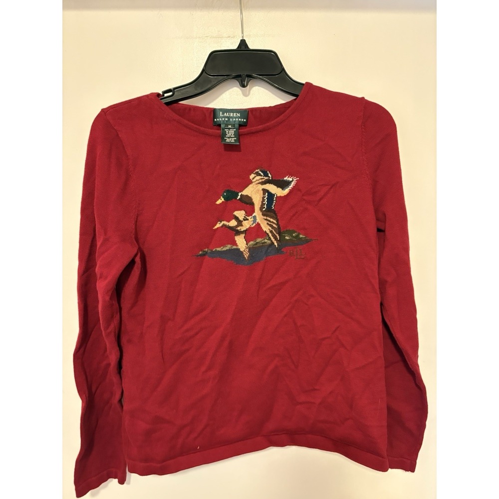 Vintage Women's Ralph Lauren Mallard Duck Lightweight Sweater Size Med
